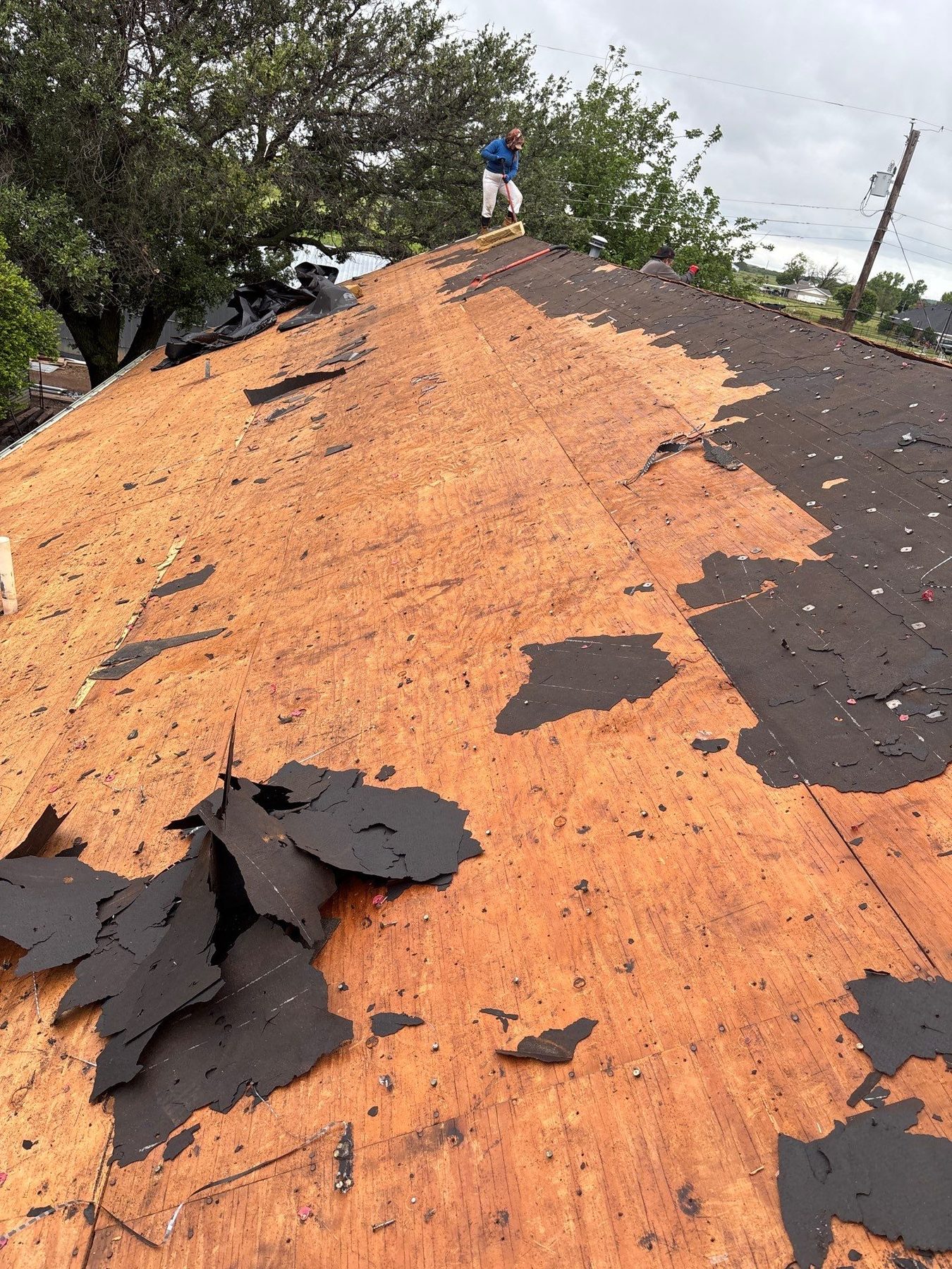 Exposed roof decking found during a tear-off