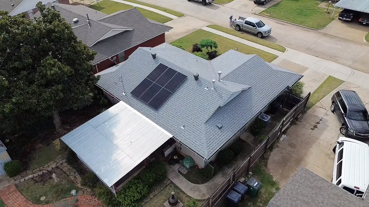 Solar array on an Oklahoma roof before a detach and reset