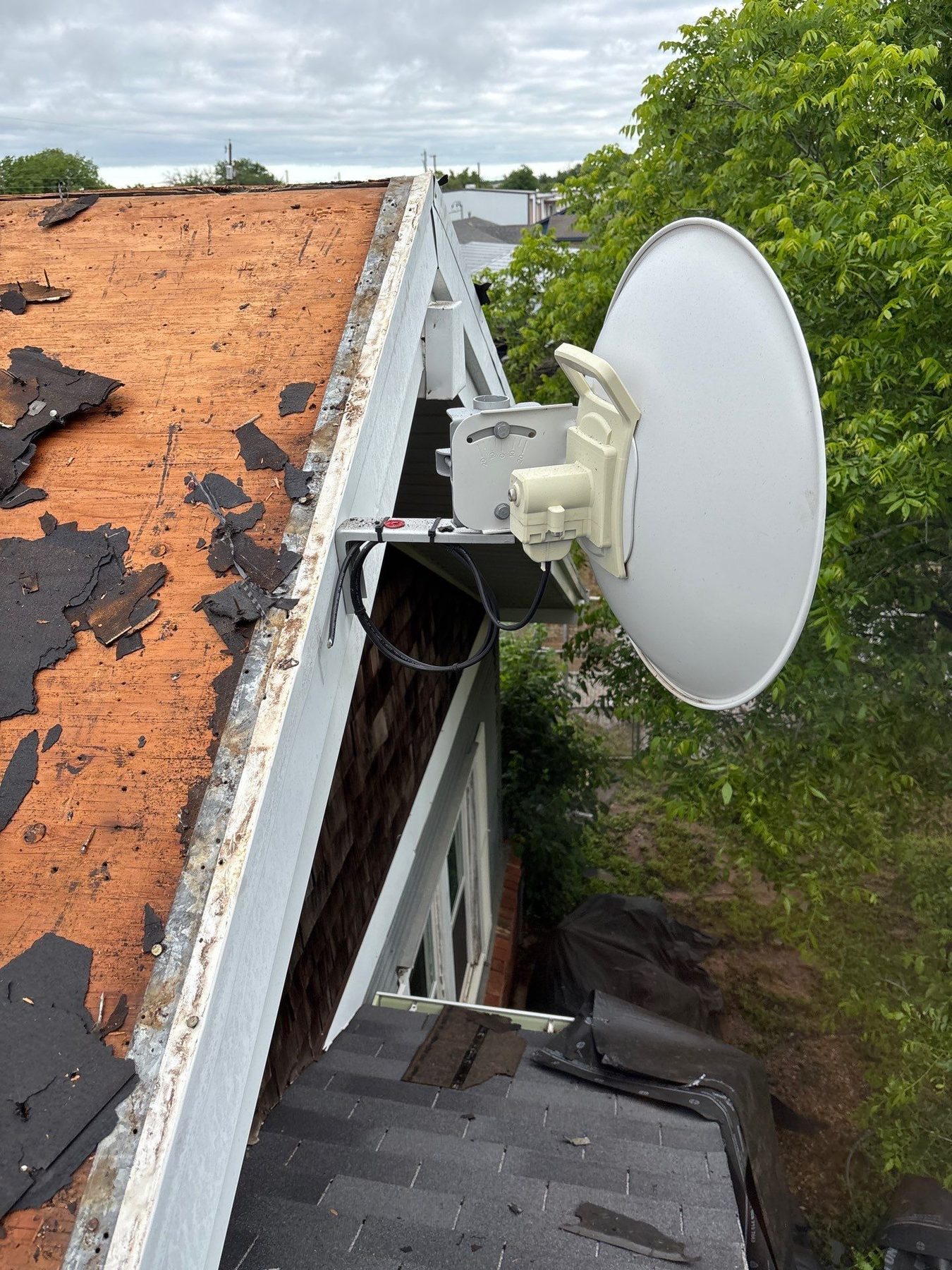 Hail damaged fascia and gutter on an Oklahoma home