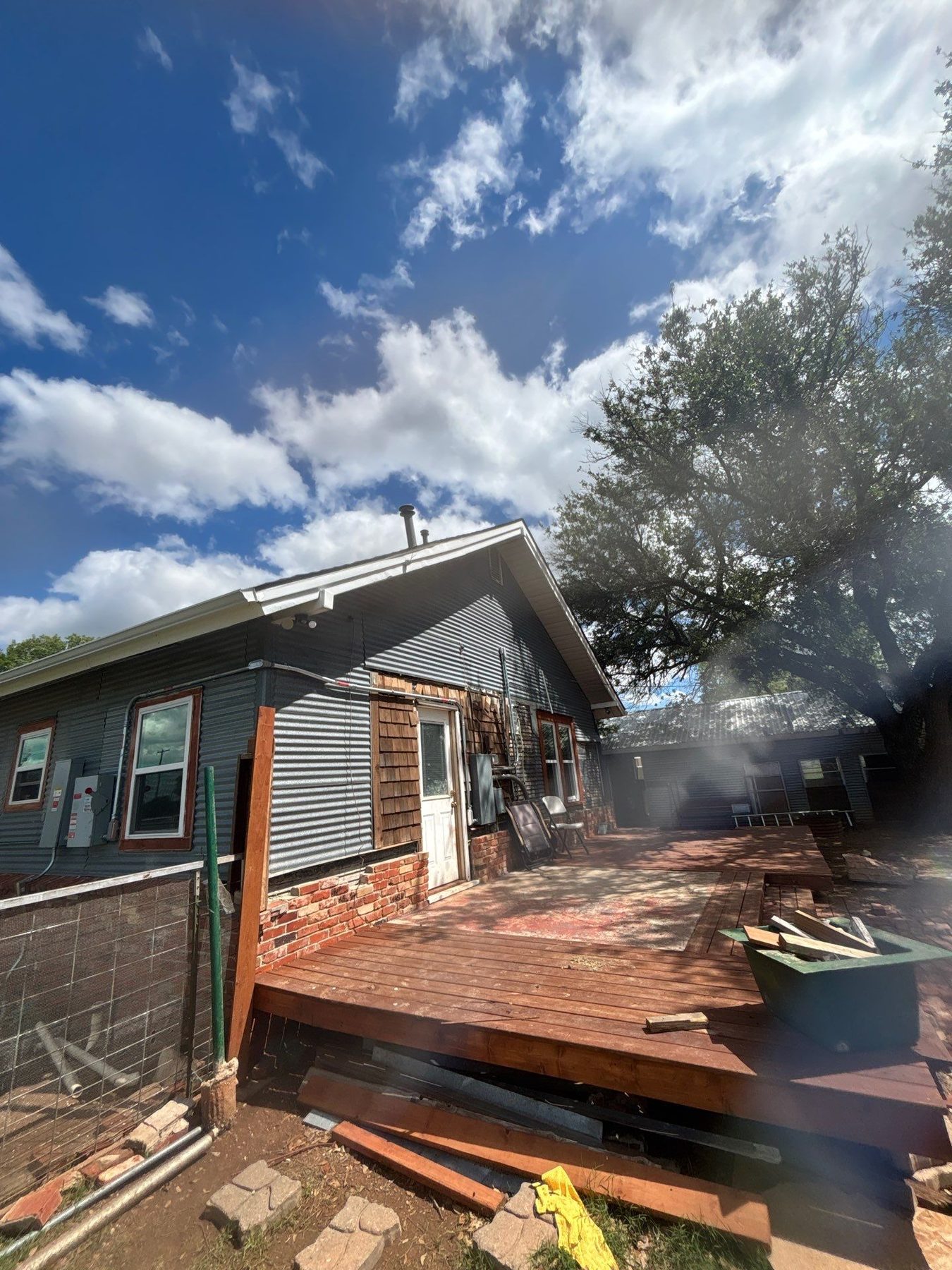 Storm damaged Oklahoma home exterior